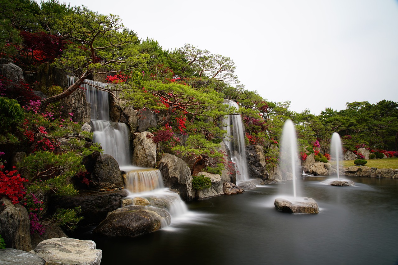 Azalea and fountains